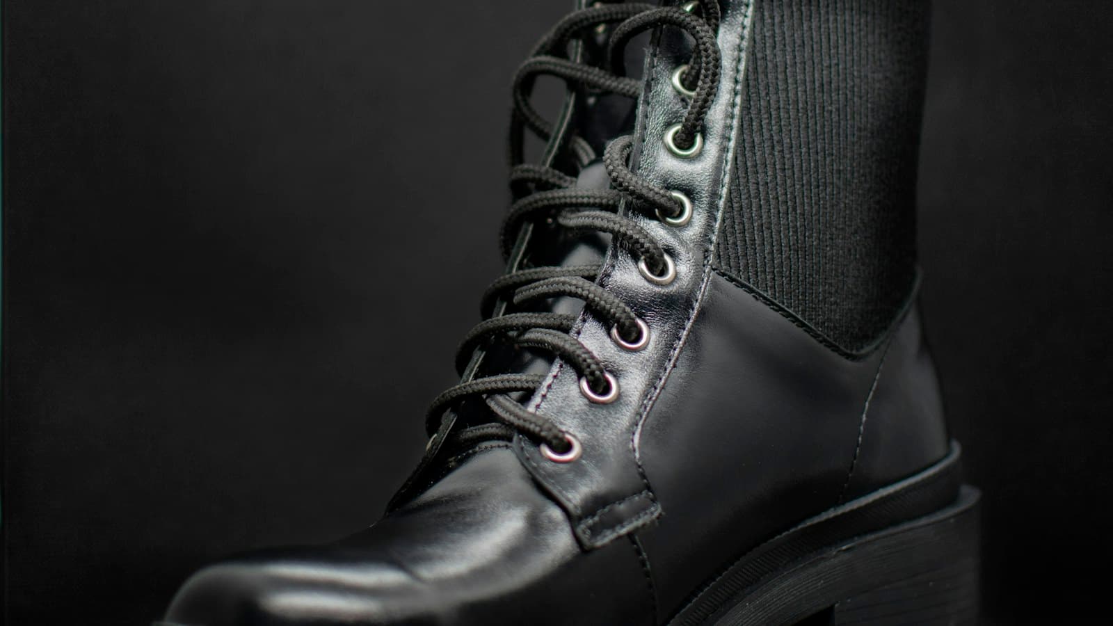 black leather lace up boot