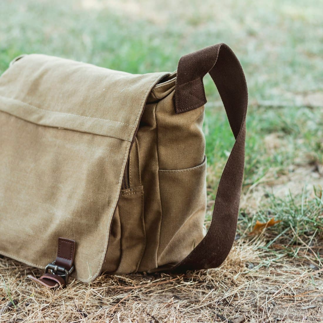 beige sling bag